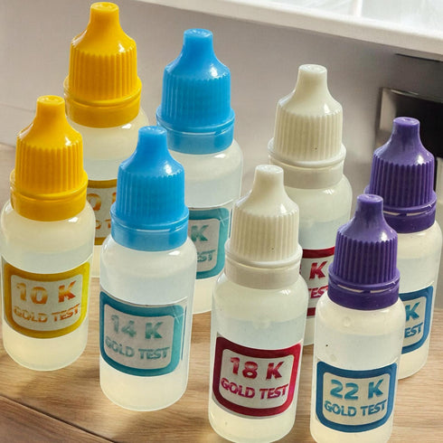 2 Bottles Each 10K 14K 18K 22K Gold Test Acid Solutions Tester Detect Your Gold Testing Kit