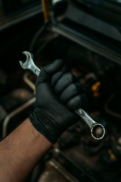 Industrial Work Gloves Black, Powder Free, Diamond Textured Black Nitrile Gloves XS to XXL 8.5-10mil 10x100pcs/Bx