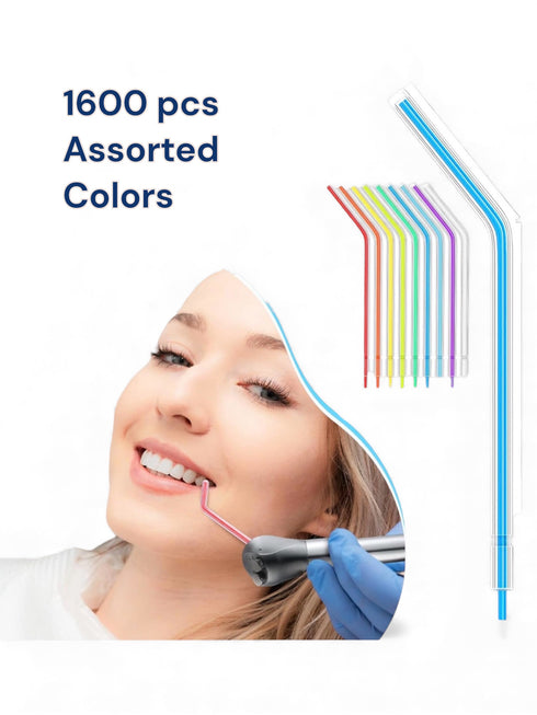 ERAFINE 1600pcs Dental Air Water Syringe Tip Disposable Spray Nozzles Tips Assorted Rainbow Triple 3 Way Water Syringe Connector for Oral Teeth Cleaning