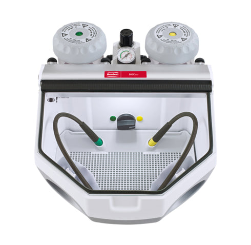 Basic eco Fine Sandblasting Unit 1 x 25–70 µm, 1 x 70–250 µm, incl. 2 nozzles 0.8 mm / 1.2 mm