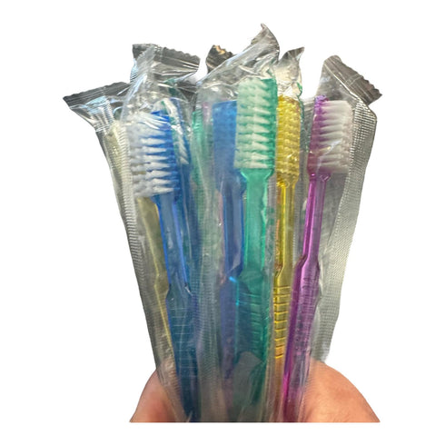 ERAFINE 10pcs Disposable Toothbrushes Single-use Pre-Pasted Toothbrush Individual Wrapped Xylitol Mint