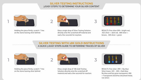 Silver Testing Acid with Black Scratch Stone For The Most Accurate Results Test .500silver to fine silver.999