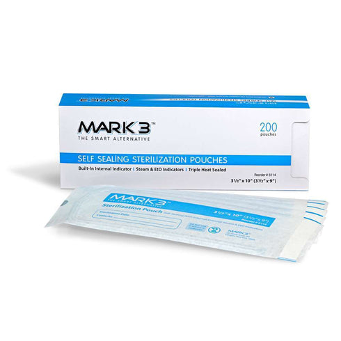 Self Seal 2-3/4" x 10"(2-3/4" x 9") Sterilization Pouches 200/bx. - MARK3®*
