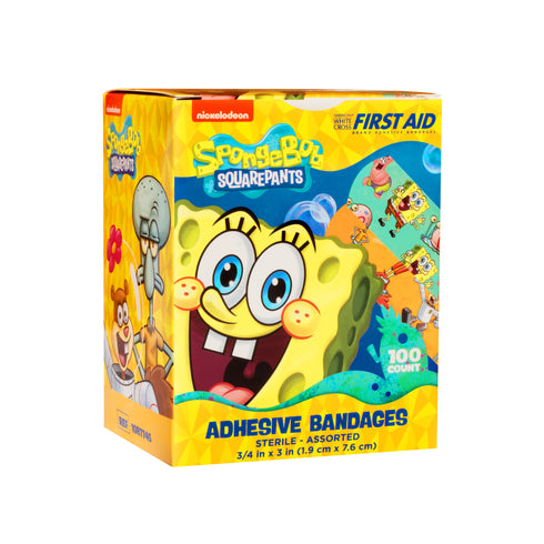 SpongeBob Squarepants™ Adhesive Bandages 3/4" x 3" SpongeBob, Patrick, Squidward, Mr. Krabs and Sandy Cheeks 100pcs/Box