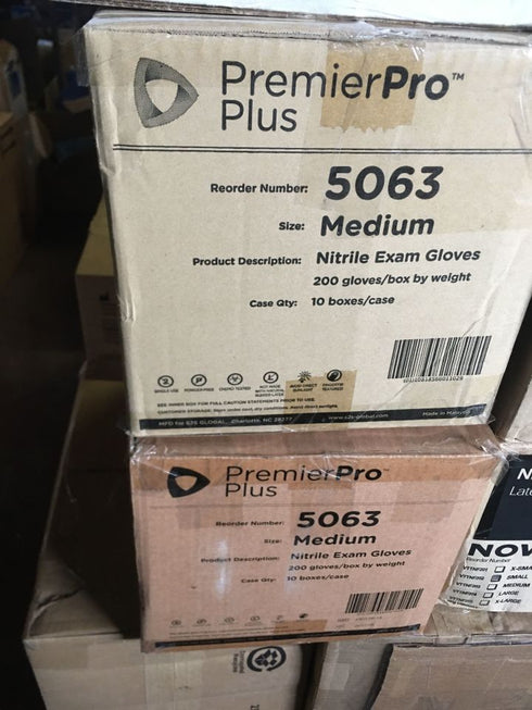 Premier Pro 5063 Plus Nitrile Exam Gloves, MEDIUM, 6 box of 200 ( case of 1200 )