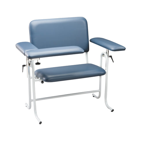 Wide Flip Arm Blood Draw Chair Standard Height Blue Color Sturdy