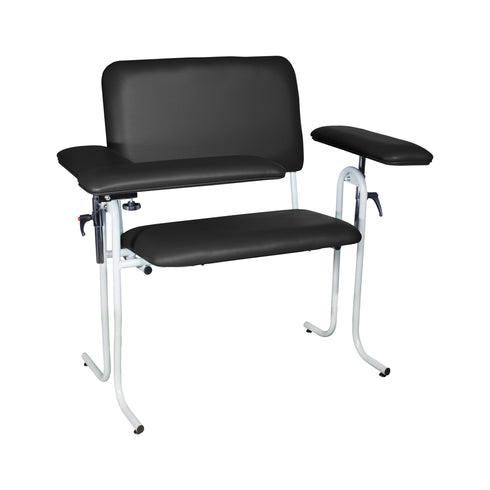 Wide Flip Arm Blood Draw Chair Standard Height Black Color Sturdy