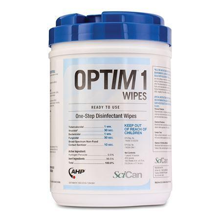 OPTIM 1 One-Step Disinfectant Wipes Case of 12 - 12 x 160 Sheets - 6" x 7"