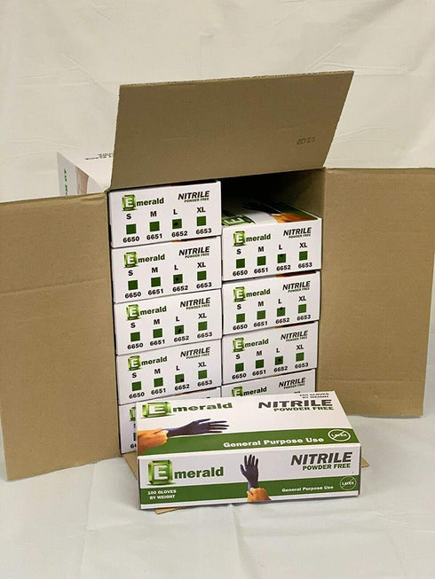 Emerald General Purpose Nitrile Gloves LARGE Powder-Free, 1000 Gloves