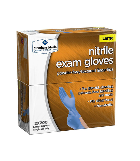 Member's Mark Nitrile Exam Glove LARGE Gloves - 6 box of 200 ( case 1200 )