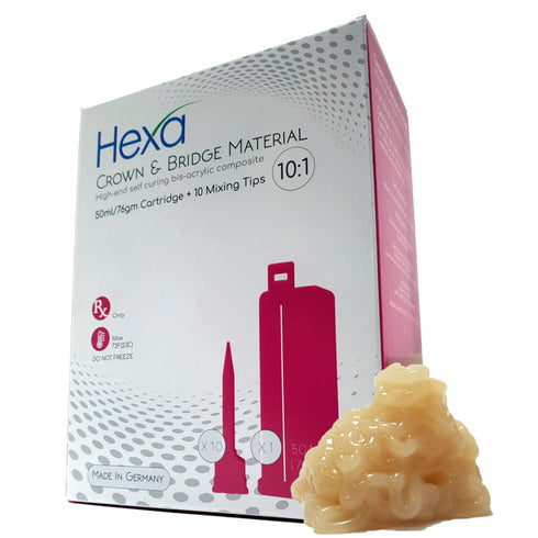Hexa A3.5 Temporary Crown & Bridge Material 10:1 Ratio 50ml GERMAN MADE 1 Cartridge+10Mixing Tips HT-0004