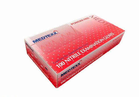 Medtexx Nitrile Powder-Free Exam Gloves MEDIUM 100/Box Blue