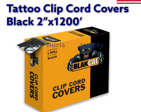 Dental Tattoo Clip Sleeve Black Clip Cord Covers Latex-Free 2″ x 1200′ Roll