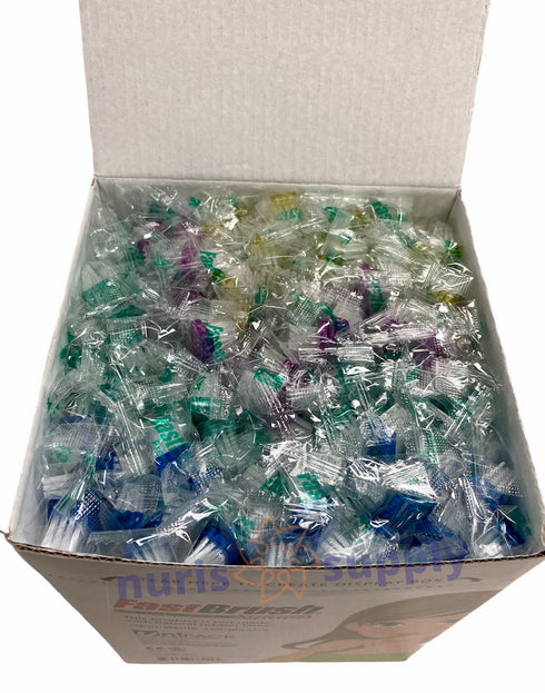 ERAFINE 100pcs Toothbrushes Single-use FastBrush Pre-Pasted Toothbrush in Dispenser Box Individual Wrapped Xylitol Mint