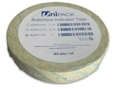 Sterilization Indicator Tape 1" 3/4" 1/2" 60 Yards 1/Pk Autoclave Sterilization Tape Steam Dry Heat or Chemical Sealer CSR