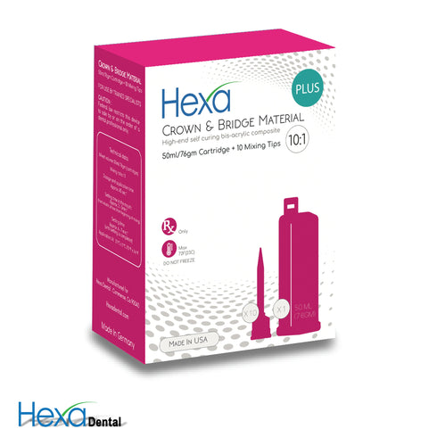 Hexa BLEACH Temporary Crown & Bridge Material 10:1 Ratio 50ml GERMAN MADE 1 Cartridge+10Mixing Tips HT-0006